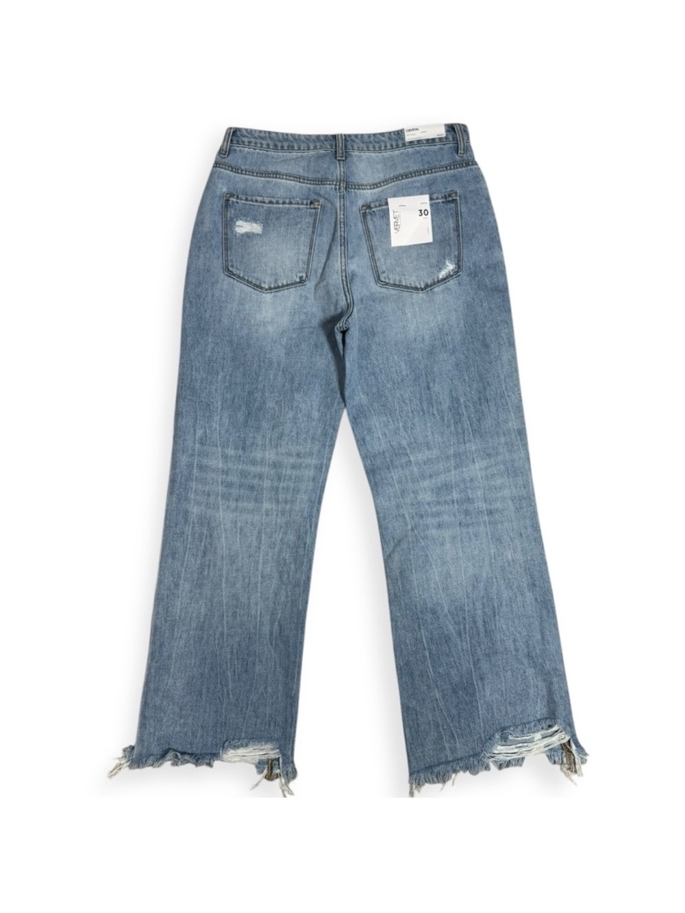 Vervet Crystal 90s Vintage Raw Hem Distressed Straight Leg Jeans 100% Cotton 30 - Picture 5 of 8